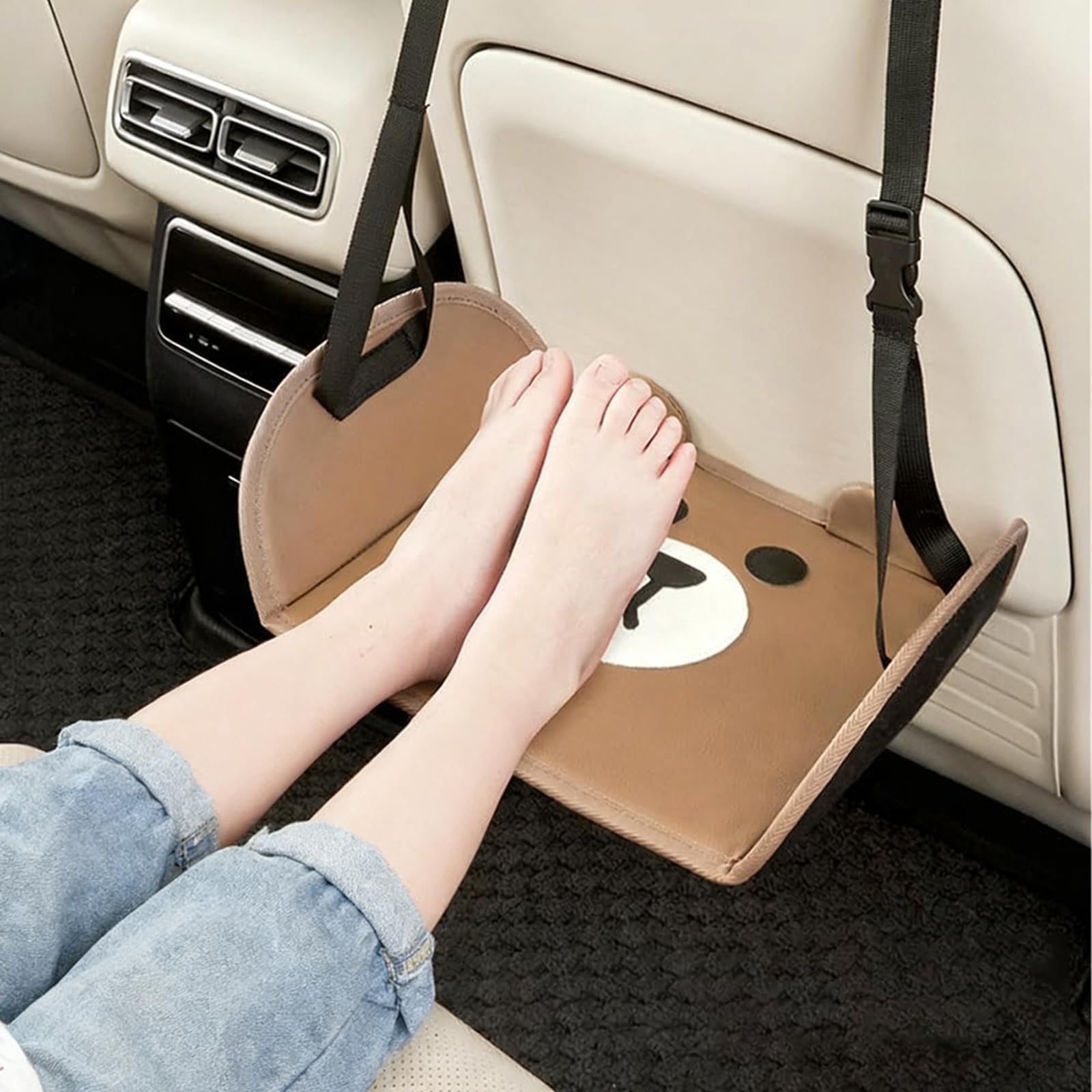 reposapiés coche niño, reposapies avión con Correa Ajustable y Panel para Soporte, reposapié silla coche diseño de oso lindo, reposapiés de avión para viaje