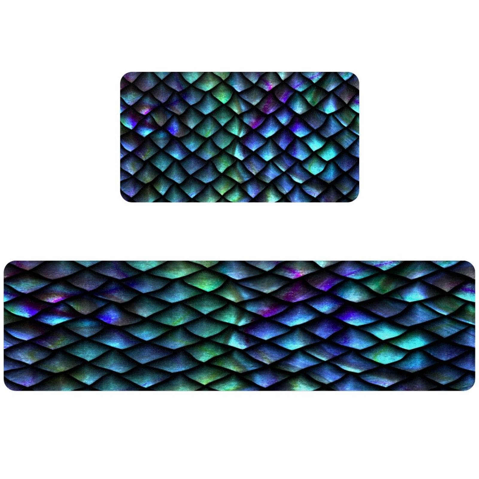 Alfombrillas de cocina para el cuarto de lavado con escamas de sirena