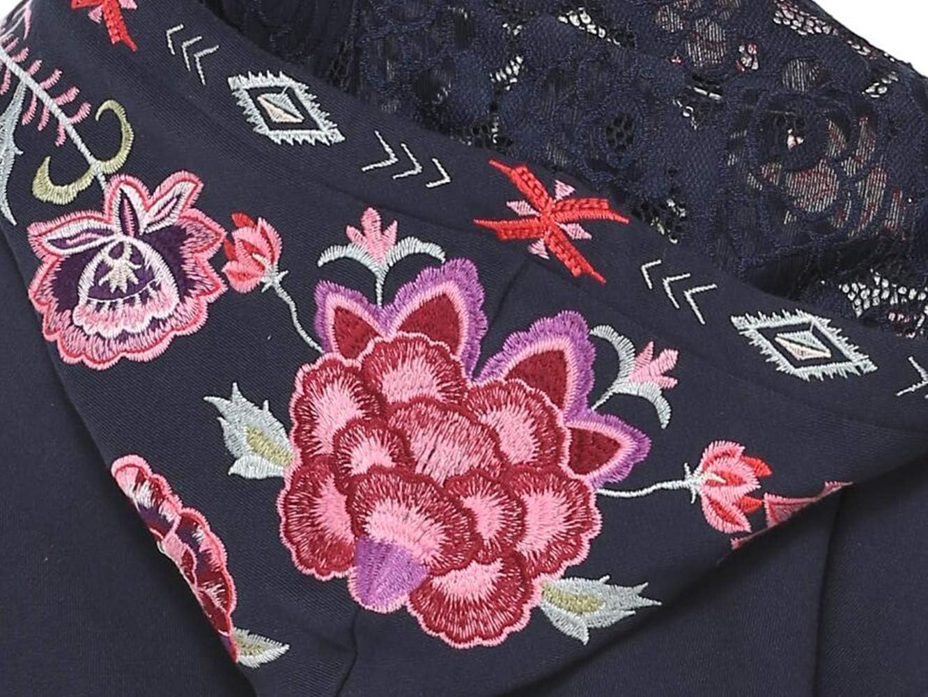 AK Women's Full Zip Long Sleeve Embroidered Sweatshirt Floral Boho Embroidered Mexican Hoodie Fall Winter Coat Tops Jackets - Image 3