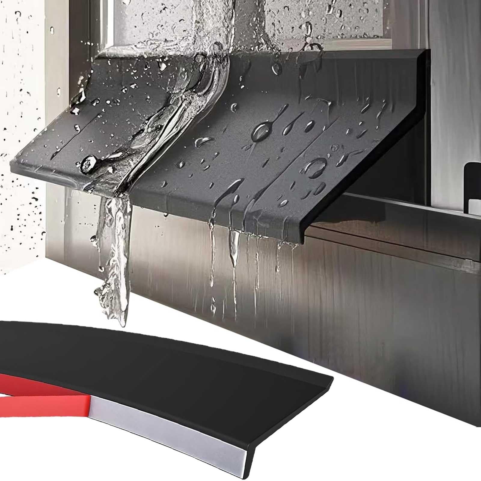 Cinta de sellado de clima para puerta exterior, de goma, para goteras de lluvia, desviador de lluvia autoadhesivo para ventanas exteriores, cinta de barrera de agua para alféizar meteorológico para
