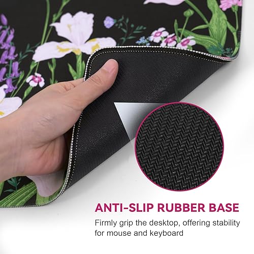 Miniatura 6 de Alfombrilla de mouse grande para juegos de 31.5 x 11.8 pulgadas, alfombrilla de mouse negra con base de goma antideslizante, alfombrilla de mouse