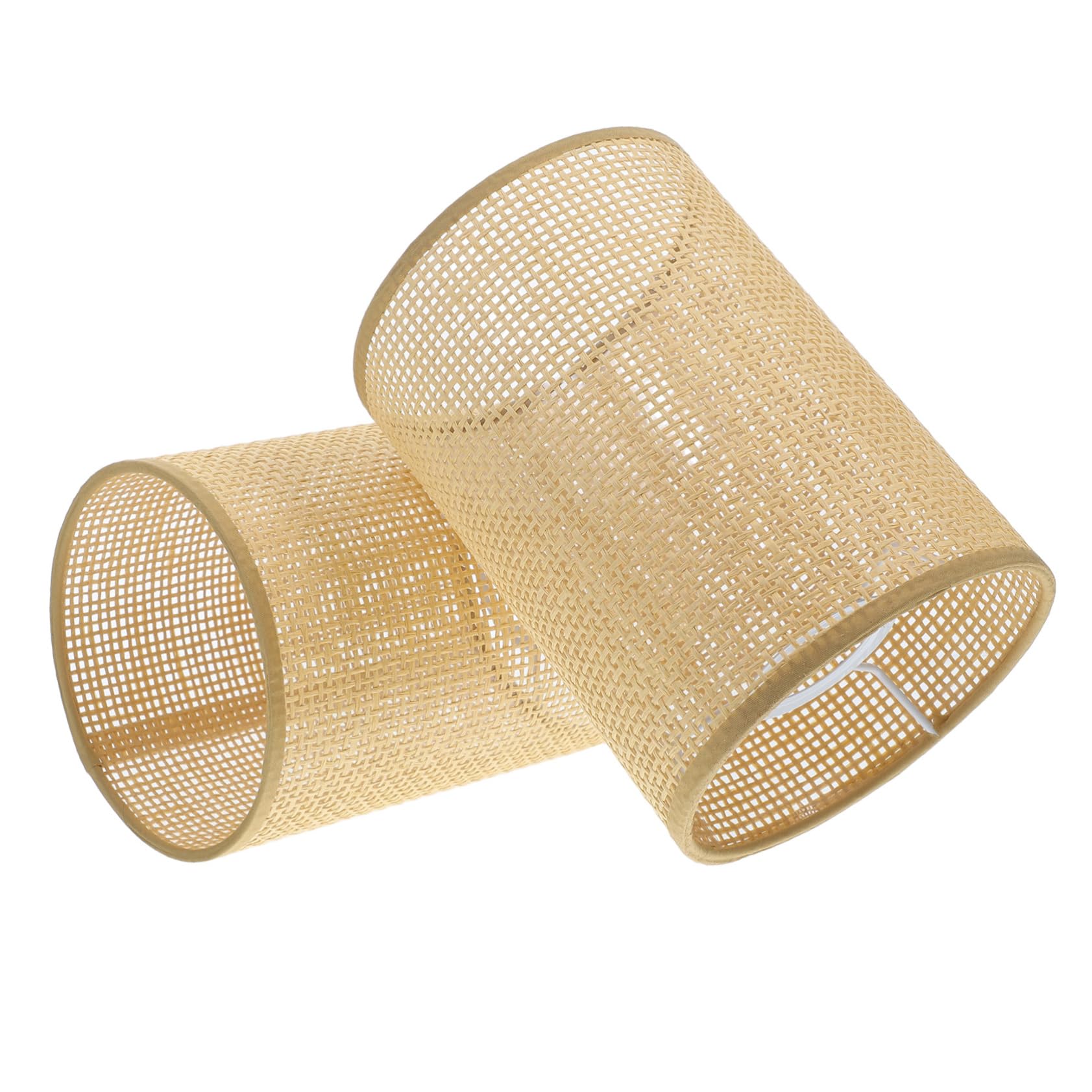 Operitacx Pantallas Protección Ocular y Luz Cálida Diseño Único y Elegante de Lámparas de Ratán Tejidas Pack de 2 Unidades para Lámpara de Mesa E27