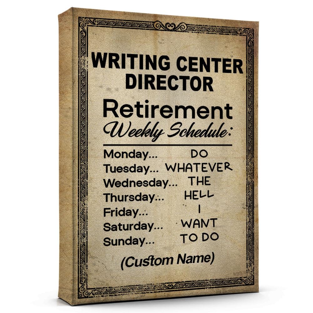 Custom Name Writing Center Director Retirement Gift, Writing Center Director Canvas Wall Art, Retirement Birthday Gifts, Retirement Decorations for Men Women 7AZ3116