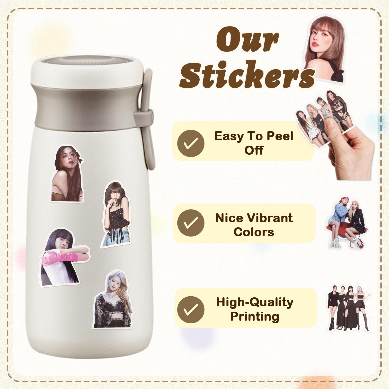 Blackpin-k, set di 50 adesivi impermeabili in vinile Kpop, stile graffiti, ideali come regalo per chitarre, auto, bagagli, laptop