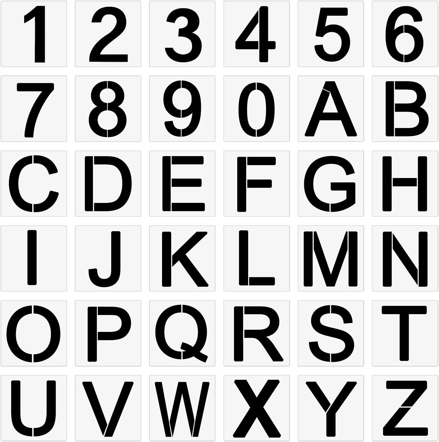 Letter&Number Curb Stencil 36Pcs Reusable Plastic Large 09 & AZ