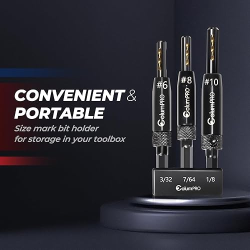 Miniatura 7 de Juego de 3 brocas autocentrantes para instalación de bisagras, brocas VIX recubiertas de titanio con acabado de fosfato negro, brocas de agujero