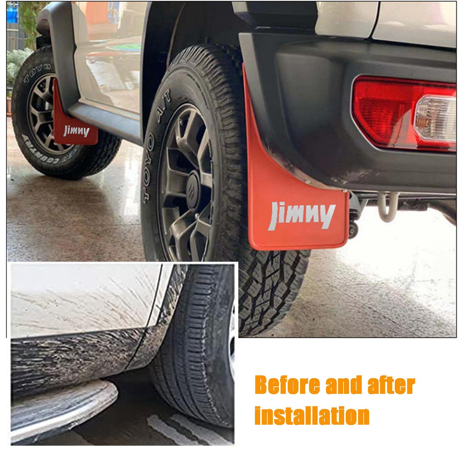 UZAM Auto Bavettes Pour Suzuki Jimny 2019-2024, 4 Pièces Voiture Avant Arrière Roue Protection Anti-Éclaboussures Garde-Boue Accessoires