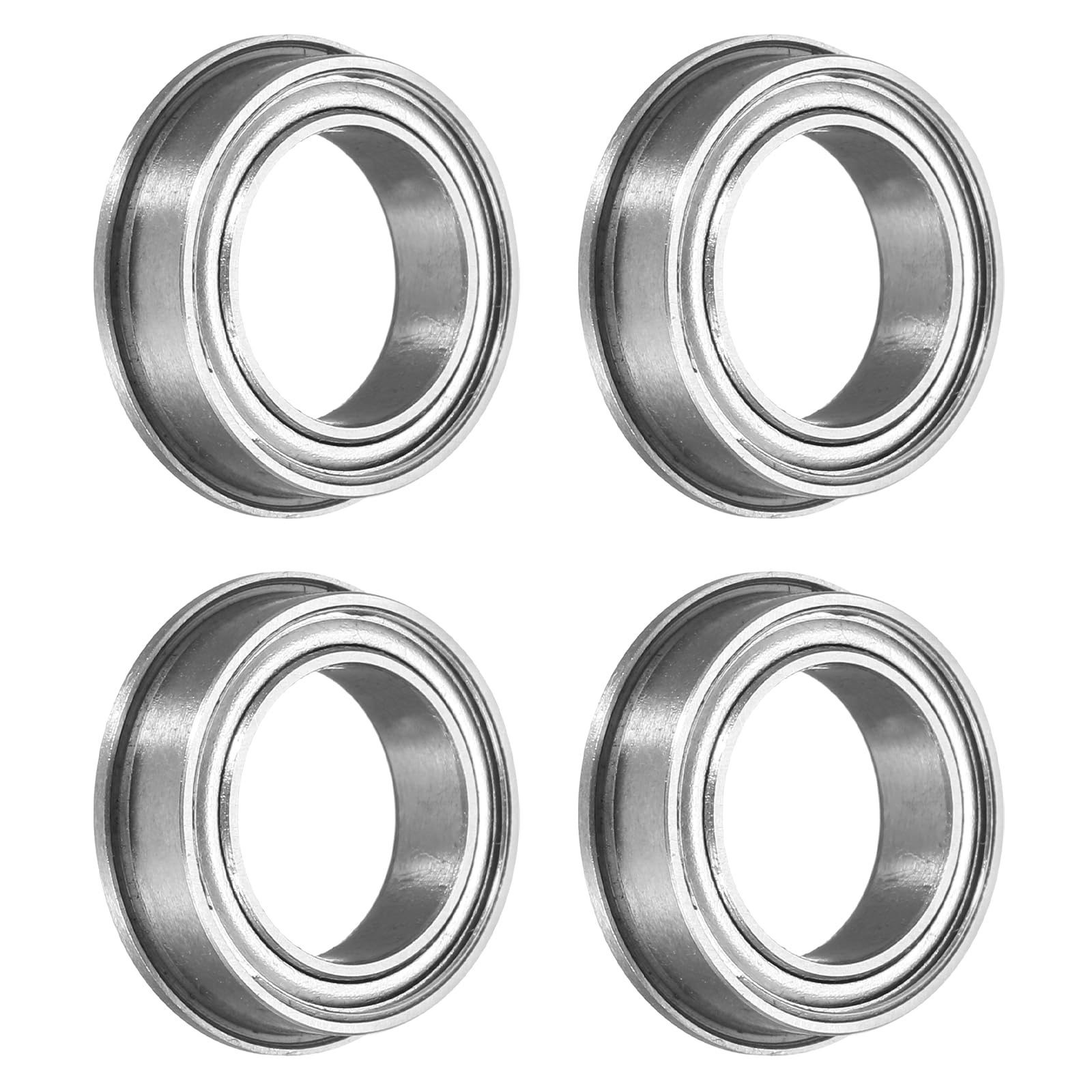 uxcell F6700ZZ Flanged Ball Bearing, 4pcs 10 x 15 x 4 mm Chrome Steel Double Shielded ABEC3 ZV2 Flange Bearings