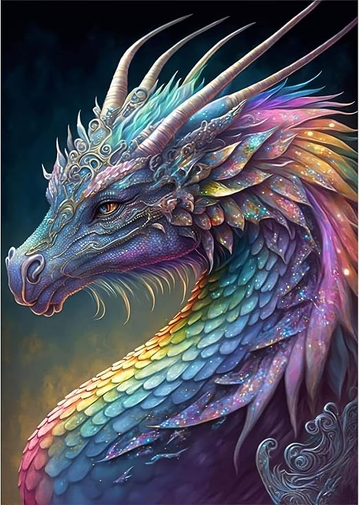 QENSPE 5D Diamond Painting Kits For Adults Colourful Dragon Diamond qenspe-5d-diamond-painting-kits-for-adults-colourful-dragon-diamond