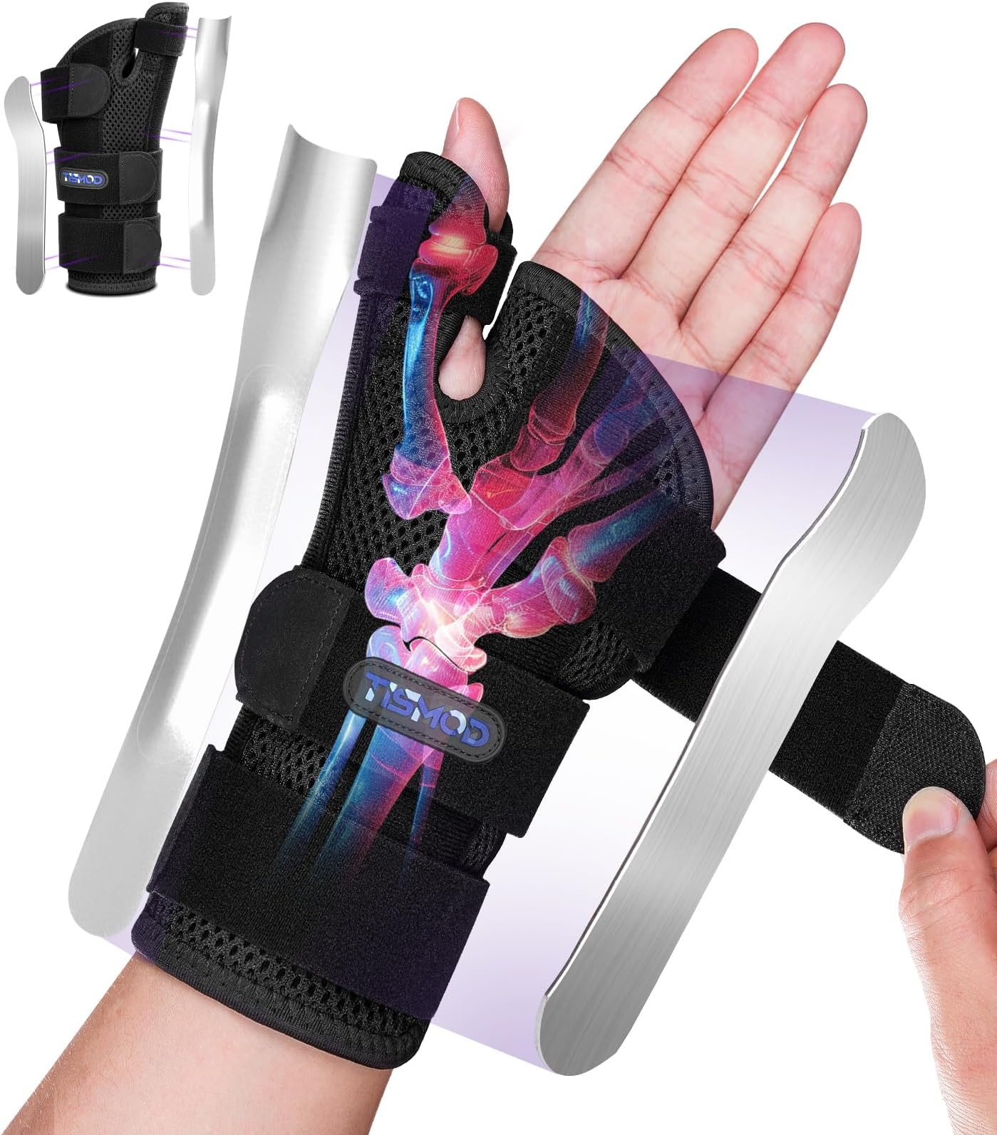 Wrist Brace with Thumb Support,Thumb Spica Splint Left Hand for De Quervain's Tenosynovitis Brace,Carpal Tunnel Wrist Brace Night Support for Women&Men,Black-S/M-Left