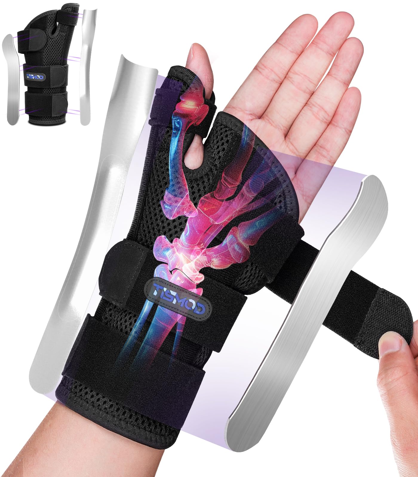 TThumb Splint left Right Hand,Thumb Spica Splint Left Hand for De Quervain's Tenosynovitis Brace,Hand Brace with Thumb Support Carpal Tunnel Women/Men,Black-S/M-Left