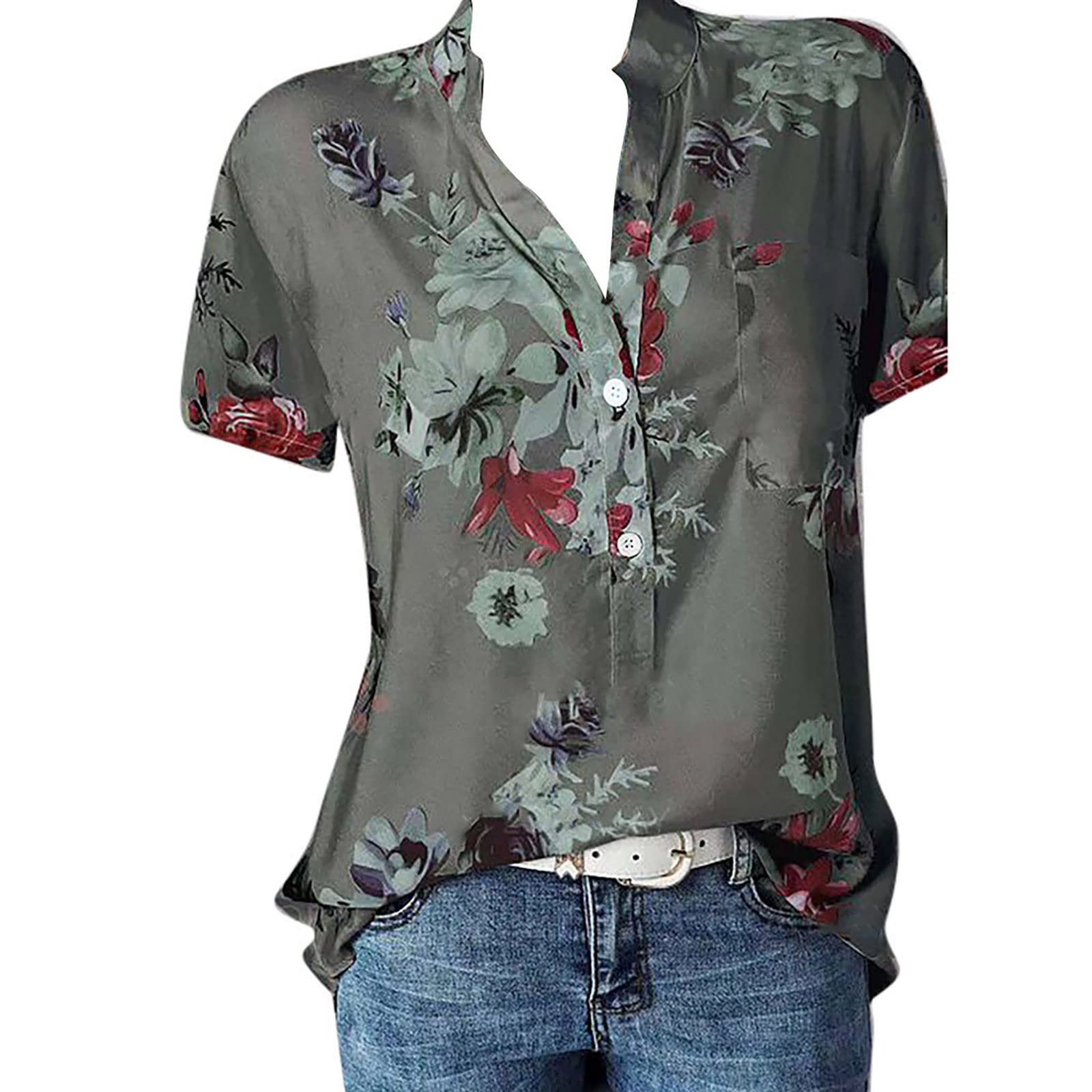 Generic Camisas Y Jerseys De Mujer Camisas Hawaianas Funky De Mujer Tops con Estampado Floral De Hojas De Piña Camisetas De Verano De Mujer Camisetas De Moda Casual Tops De Playa Verano De Mujer