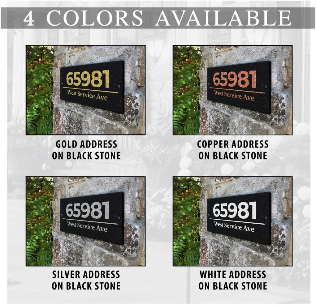 THE HEATH Stone Address Plaque With Engraved Numbers. Address Sign Made from solid, real stone.