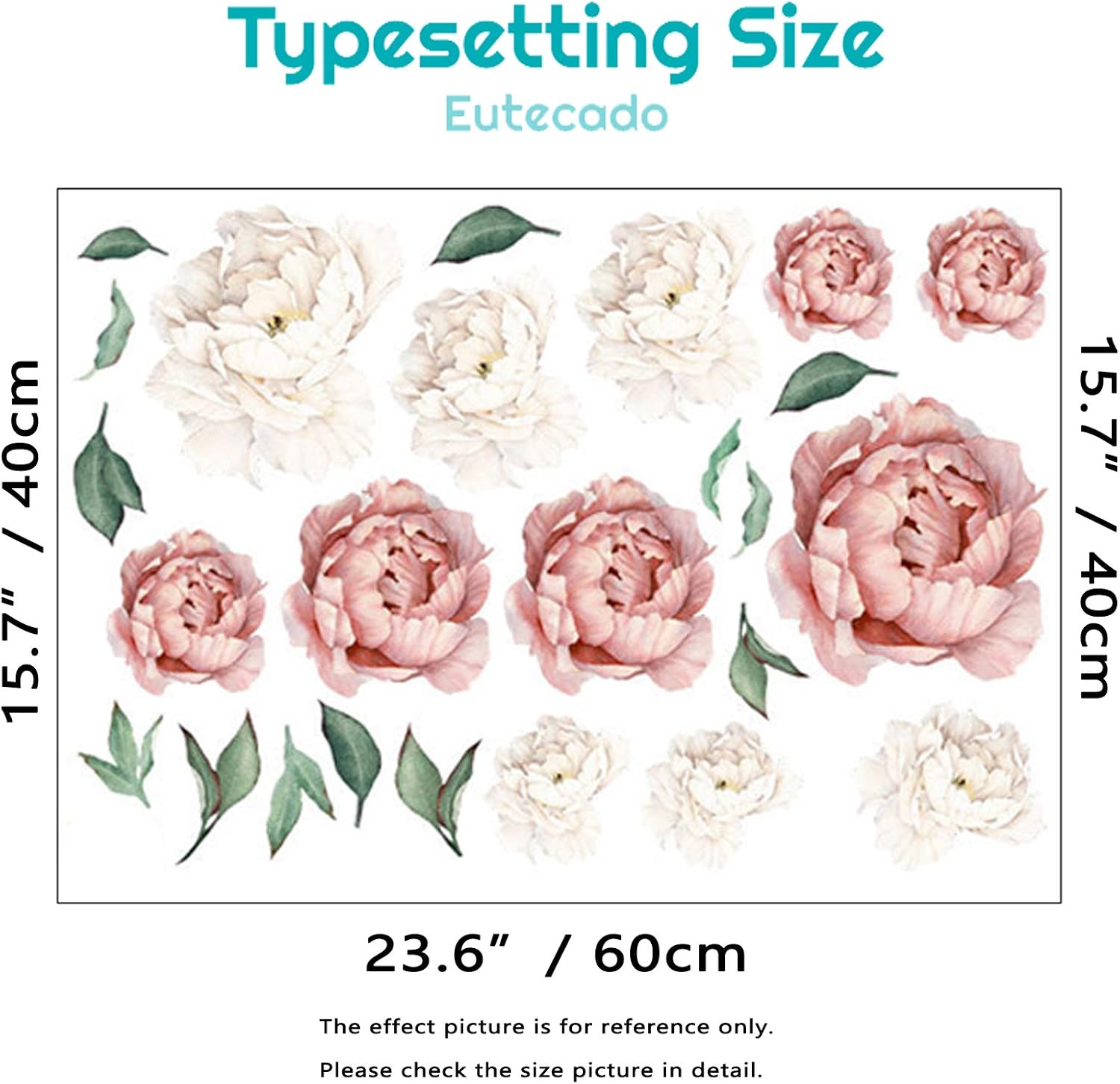 Peony Flowers Wall Decals Floral Wall Stickers Murals Delicate Wallpaper Art Applique, Decorative Waterproof Home Decor for Living Room and Bedroom : Tools & Home Improvement