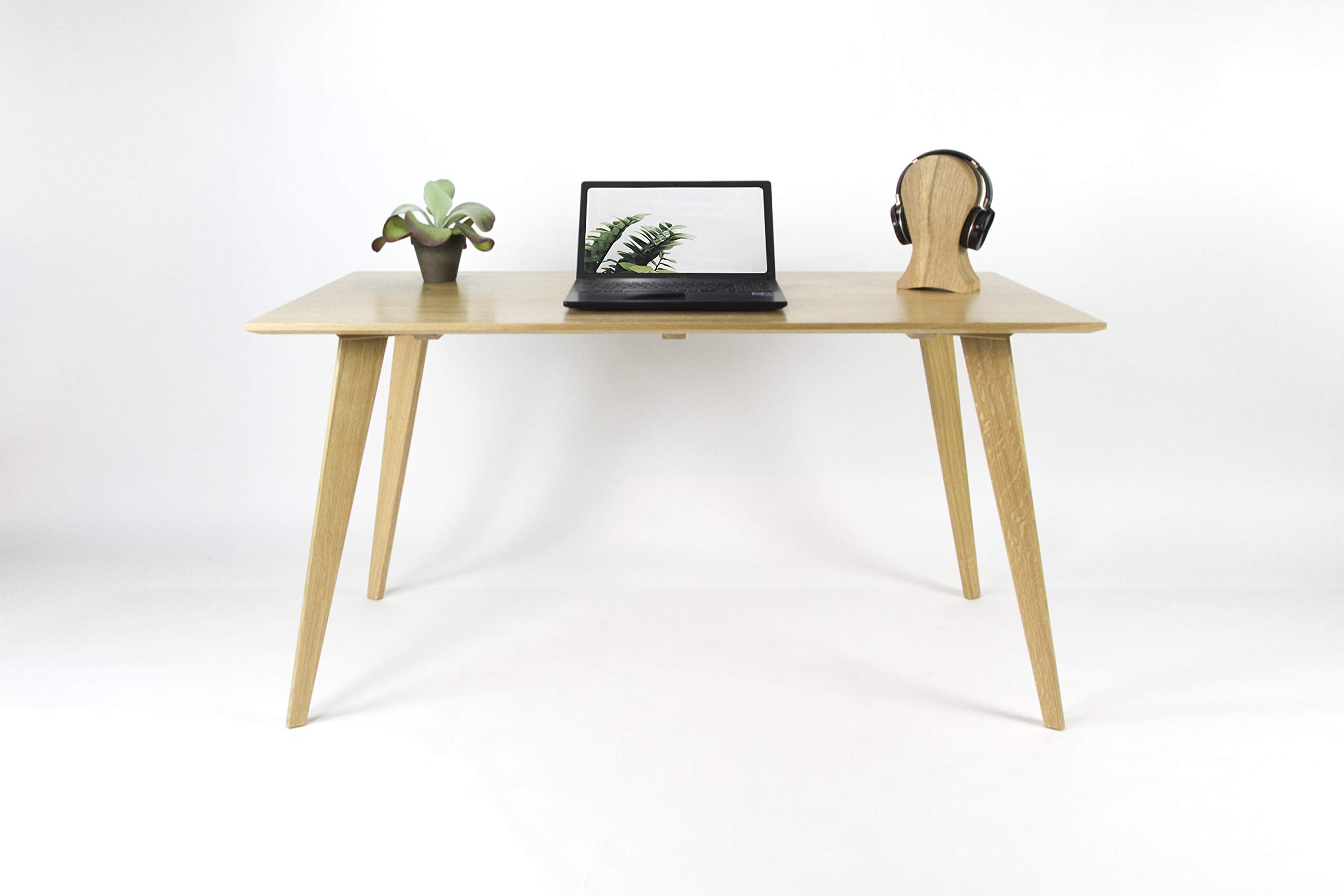 Bureau artisanal en chêne massif, bureau d'ordinateur, bureau à domicile, bureau d'écriture, bureau en bois.