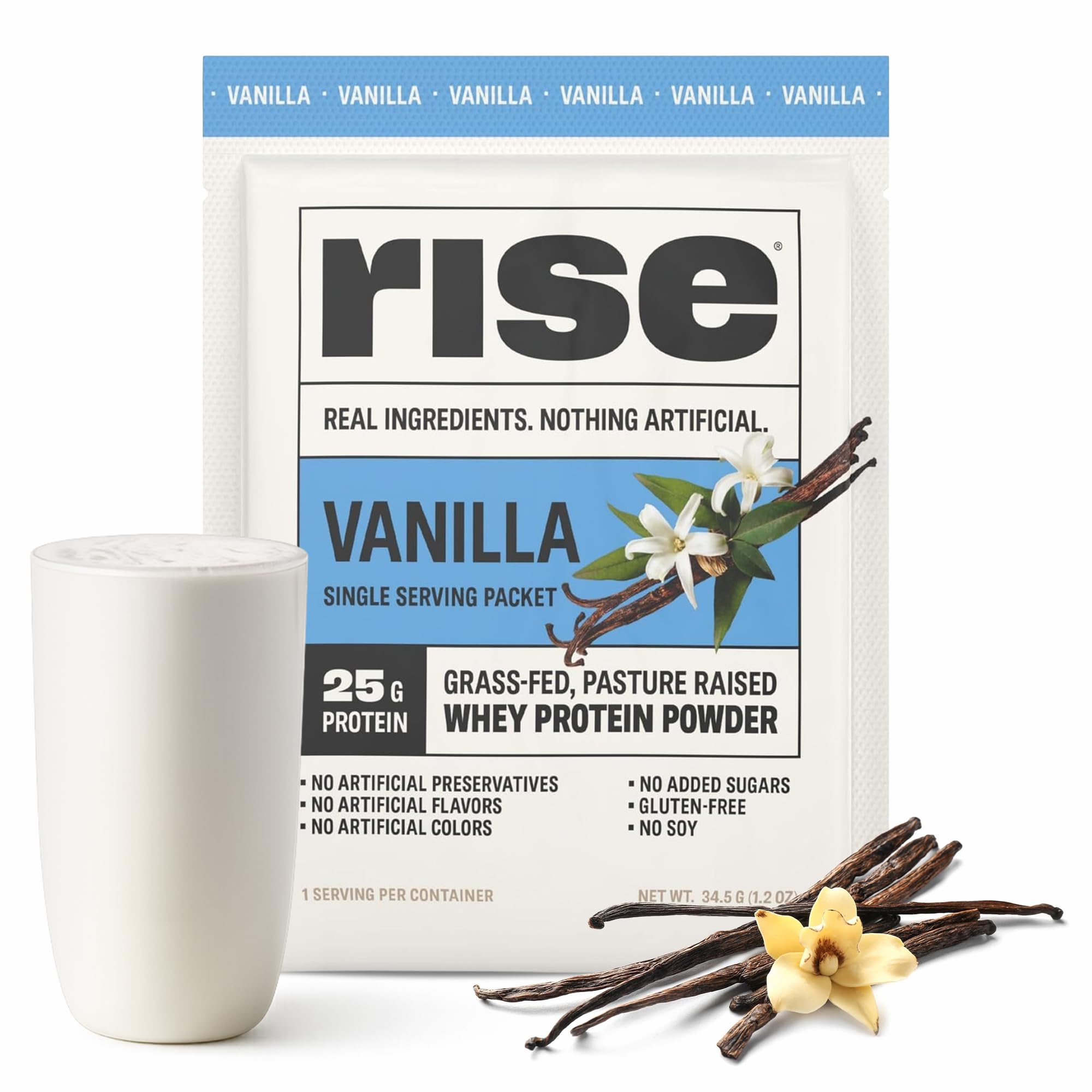 Amazon.com: Rise Grass-Fed Whey Protein Powder - Vanilla | 25g