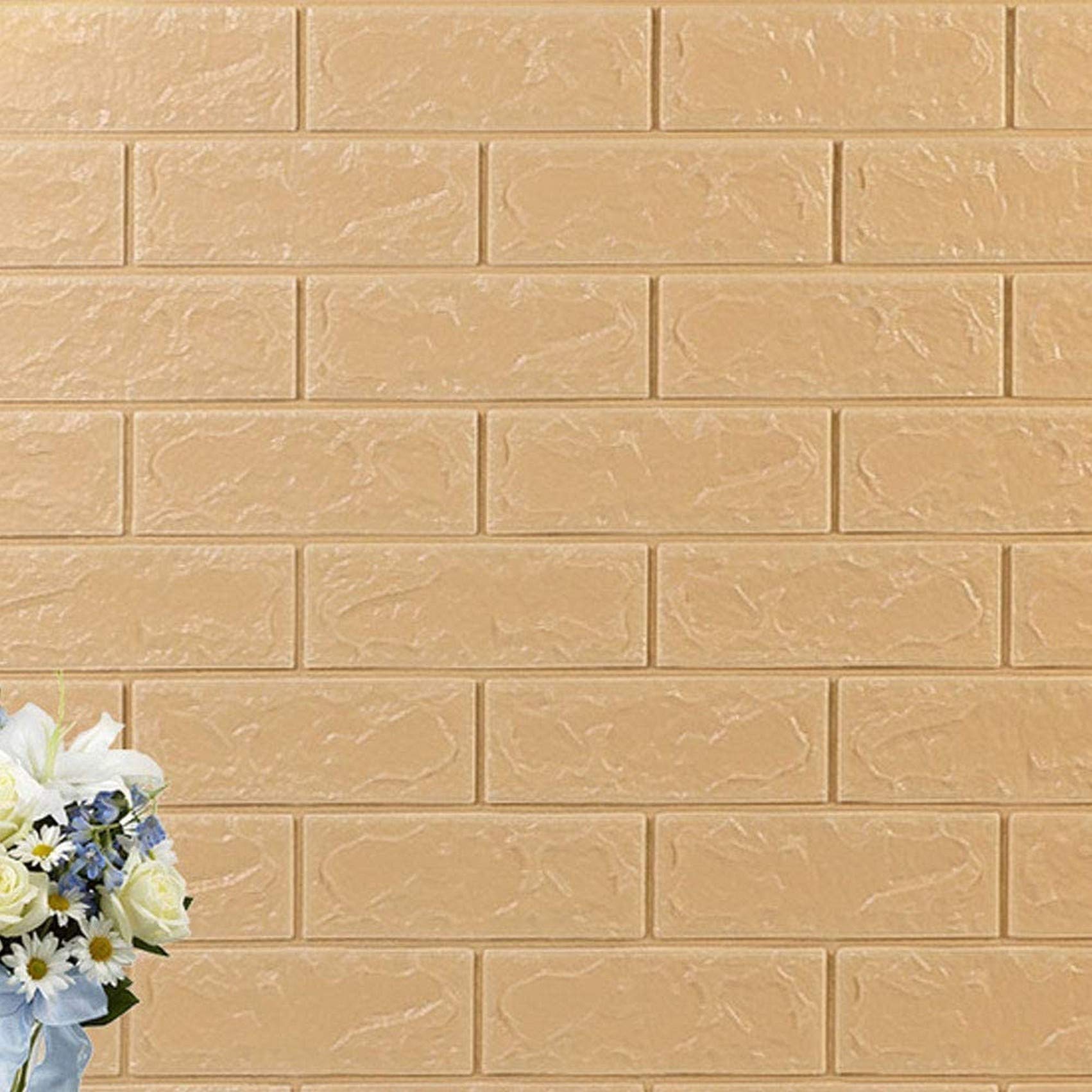 Amazon Co Jp Sxxderty 77 X 70 Cm 3dフォームレンガ自己接着壁紙 Peフォームdiyレンガ石エンボスsxxderty キッチンリビングルーム寝室の背景家の装飾 ホーム キッチン