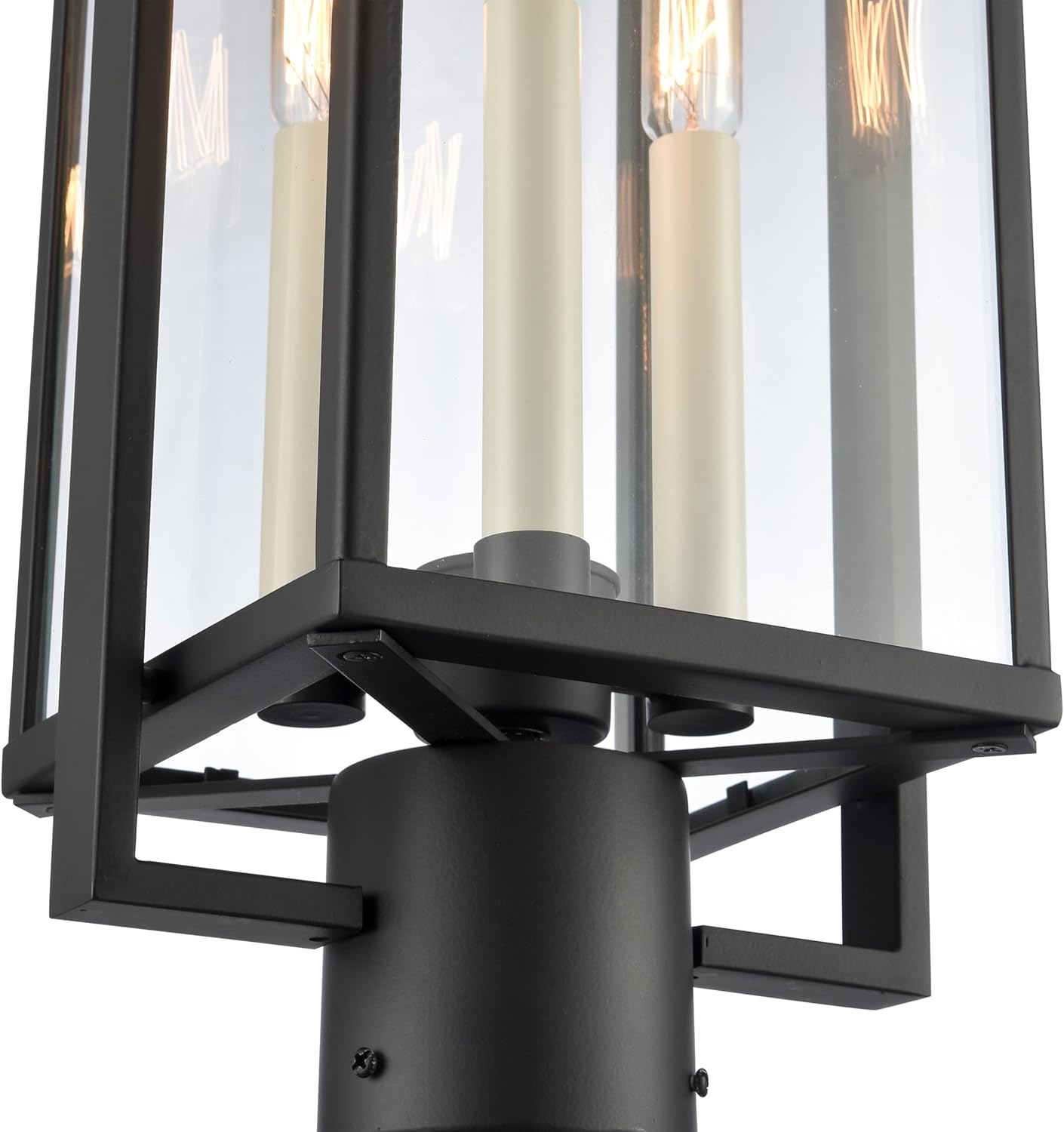 Gladwyn Matte Black 3-Light Outdoor Post Lantern with Clear Glass