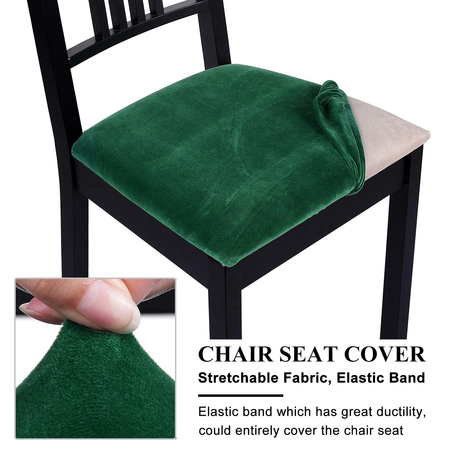 Homaxy Fundas Sillas Comedor, Muy Fácil de Limpiar Duradera, Modernas Funda Asiento Silla, Fundas Elásticas Chair Covers Lavables (Verde, Paquete de 6)