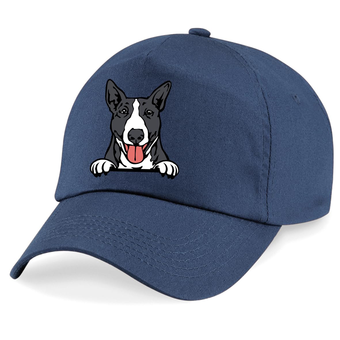 Apm Apparel Bull Terrier Dog Peeking Dog Unisex Baseball Cap (UK, Alpha, One Size, Navy)