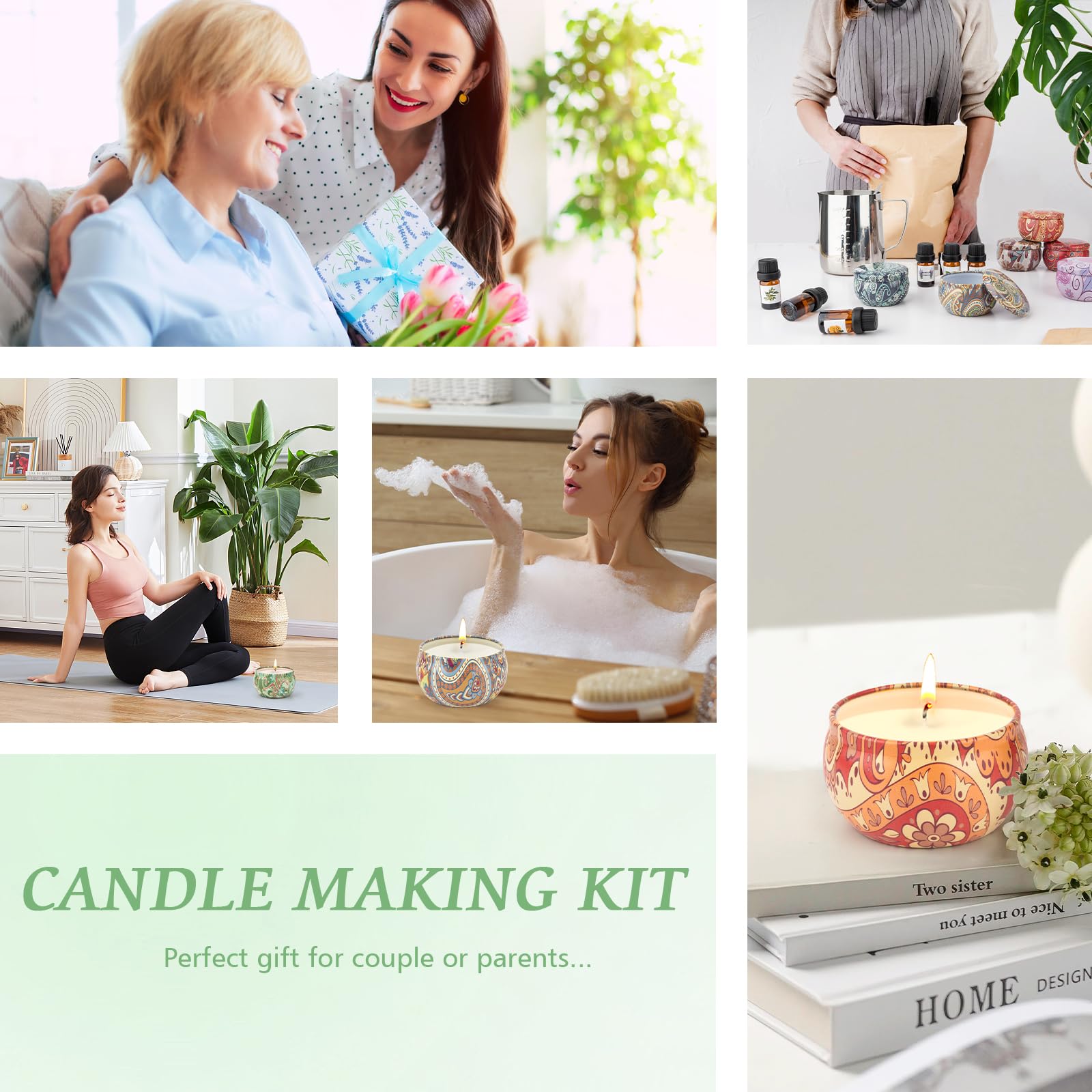 Kit Candele Fai Da Te - Cera Soia 480g, 9 Barattoli, Oli Profumati, Coloranti, Stoppini - Regalo Creativo - Foto 3