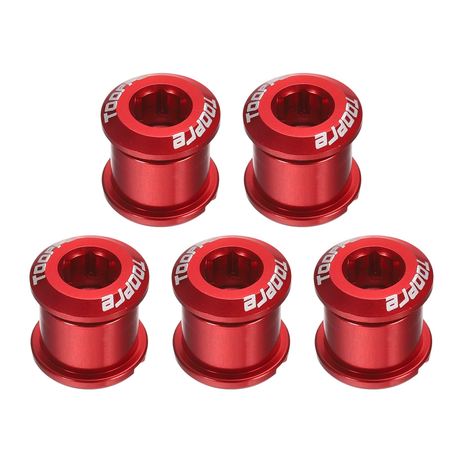 QUARKZMAN 5 Piezas Tornillos De Anillo De Cadena Doble M8 De Aleación De Aluminio para Bicicleta Tuercas De Biela Y Tornillos De Plato para Bicicleta De Carretera Y Montaña Color Rojo