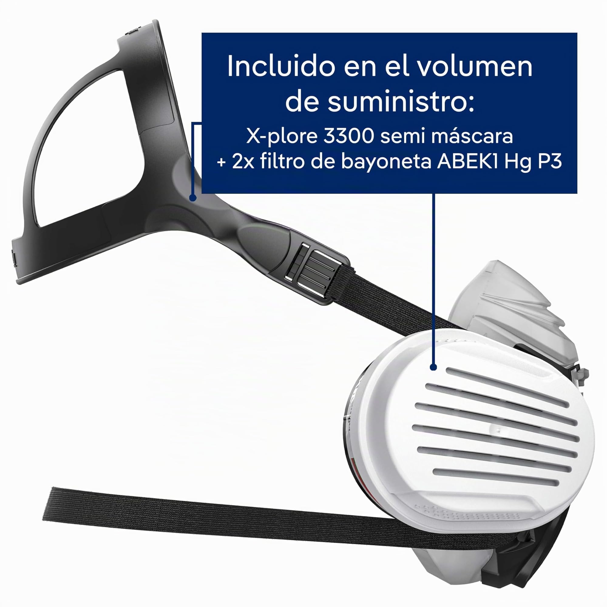 Dräger X-plore 3300 Semi máscara con filtros A1B1E1K1 Hg P3 R D | Máscara de protección para químicos, vapor, conservantes, pesticidas, herbicidas, respirador para laboratorio, tintorería
