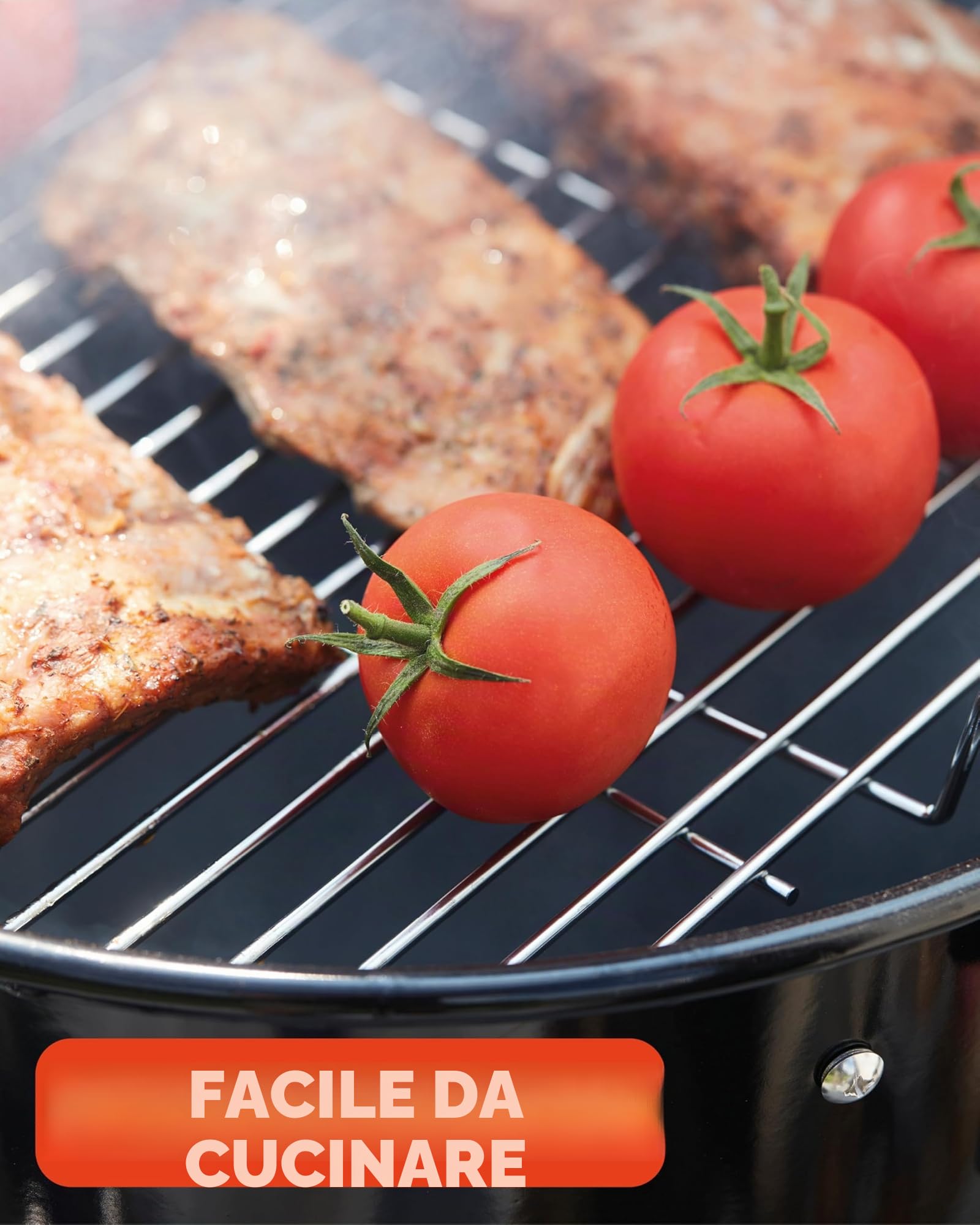 Barbecook Oskar M 3-in-1 smoker, affumicatore, barbecue e braciere per affumicatura a caldo e a freddo, smalto nero, griglia 44cm, 61X54X112cm