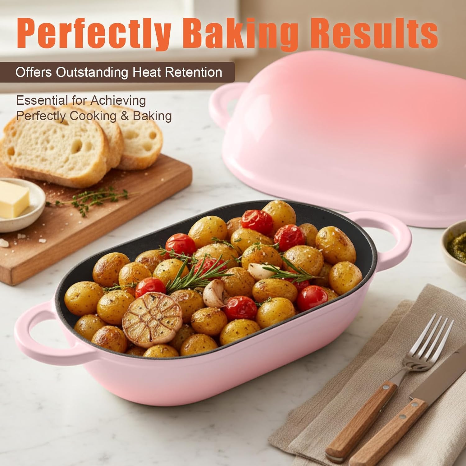 5 QT Enameled Cast Iron Sourdough Bread Oven, Loaf Pan with Lid