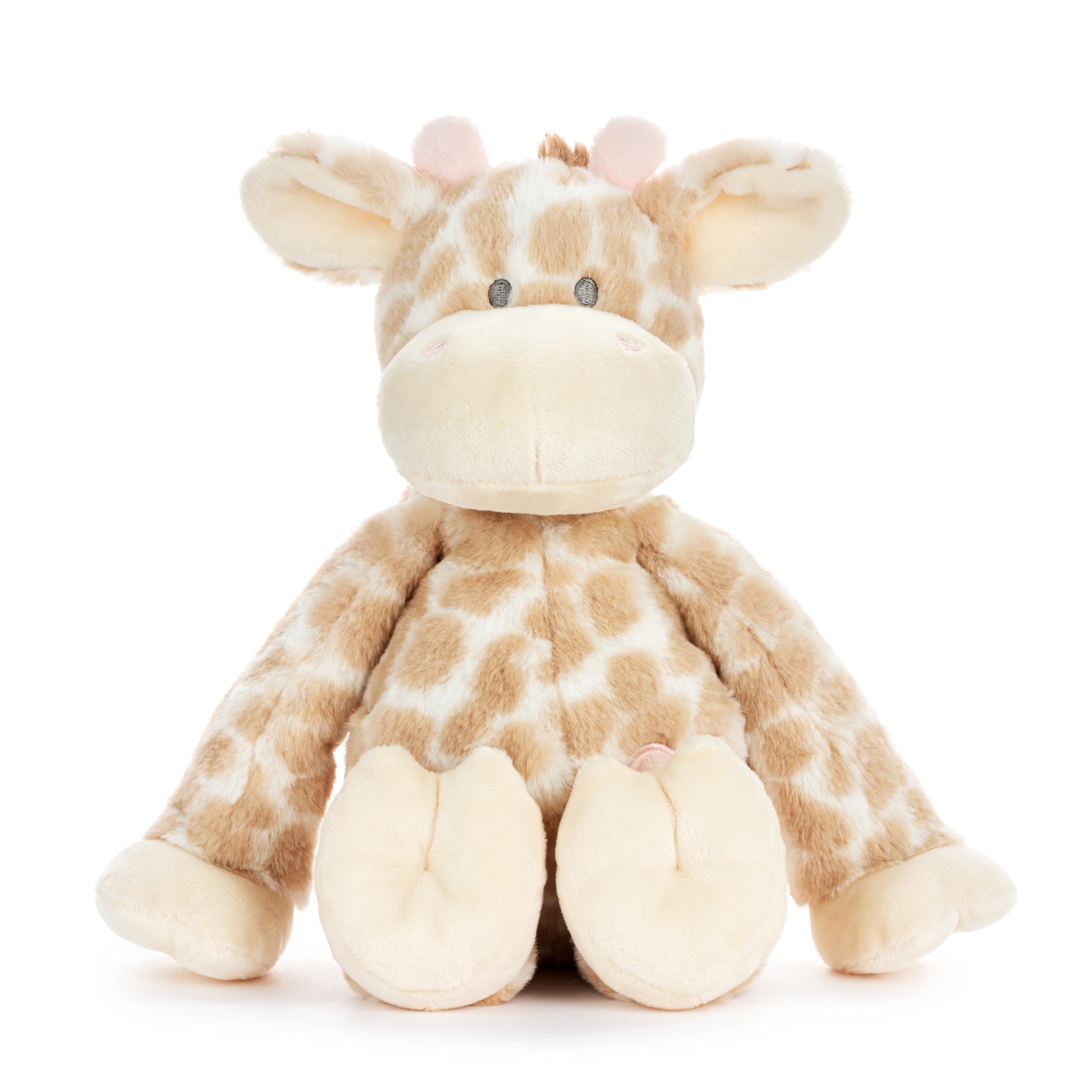 DEMDACO Luxurious Baby 9.5 x 10.5 Inch Polyester, Ultra Soft Plush, Cuddly, Toy, Stuffed Animal, Brown and Pink, Giraffe