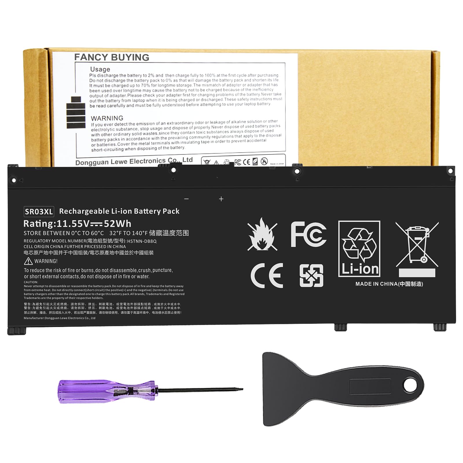 52Wh 11.55V SR03XL SR04XL TPN-Q194 Battery for Hp Pavilion 15-CX Envy X360 15-CN 15-CP 17-BW L08855-855 L08934-2C1 917678-2B1 L08934-1B1 L08934-2B1 HSTNN-IB8L HSTNN-DB8Q SR03052XL TPN-C133 TPN-C134