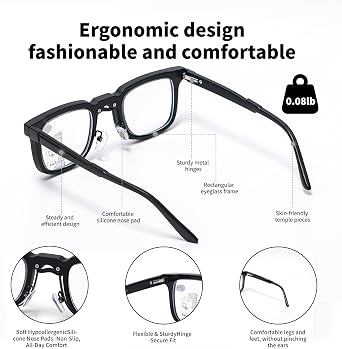 Progressive Multifocal Reading Glasses Square Full Frame Blue Light Blocking Computer Readers