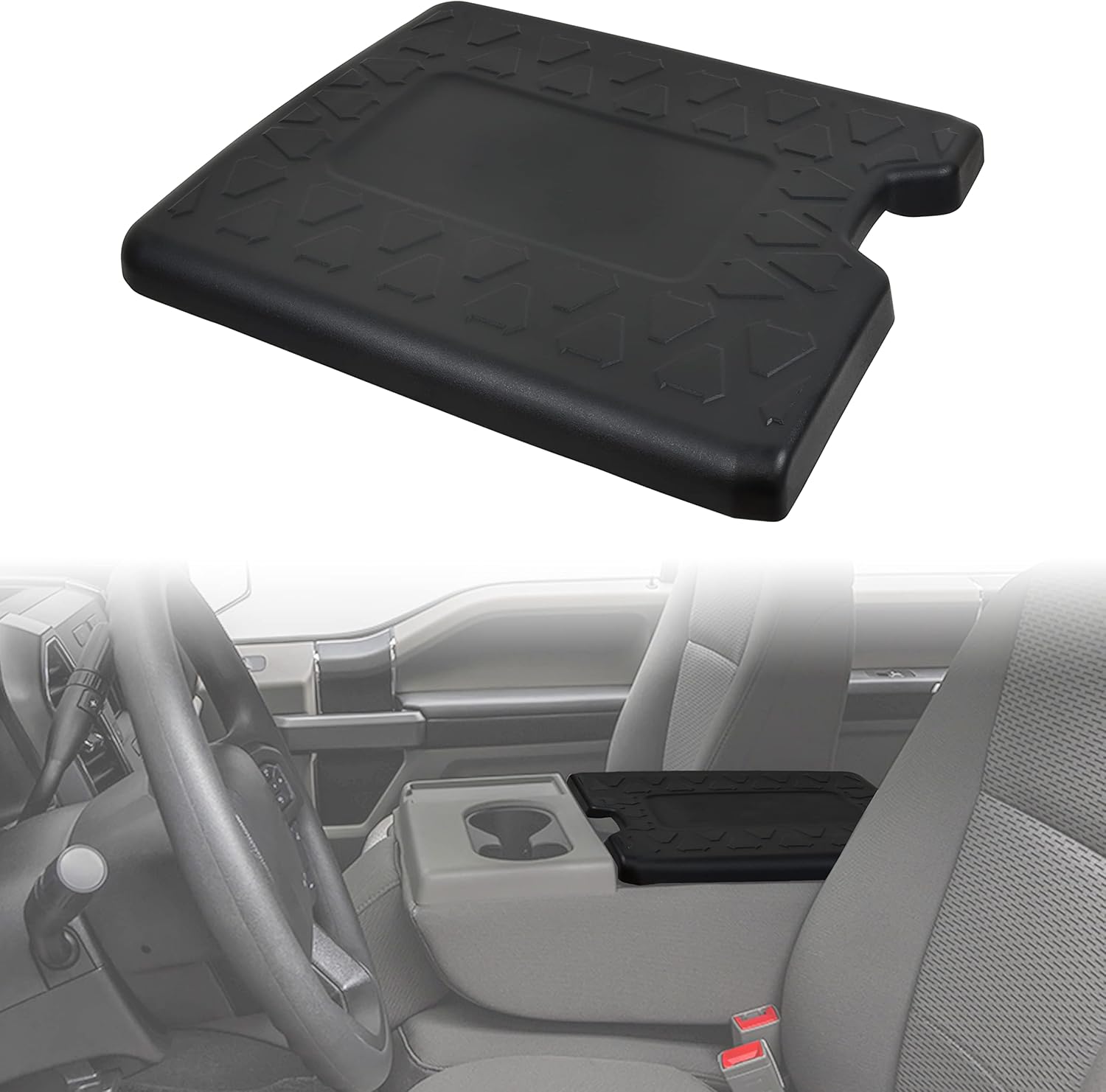 TPE Center Console Cover for Ford F150 2015-2025, F250 F350 F450 2017-2025 with 40/20/40 Jump Seat, Hard Armrest Cover Protector for F-150 Accessories (Jump Seat Only)