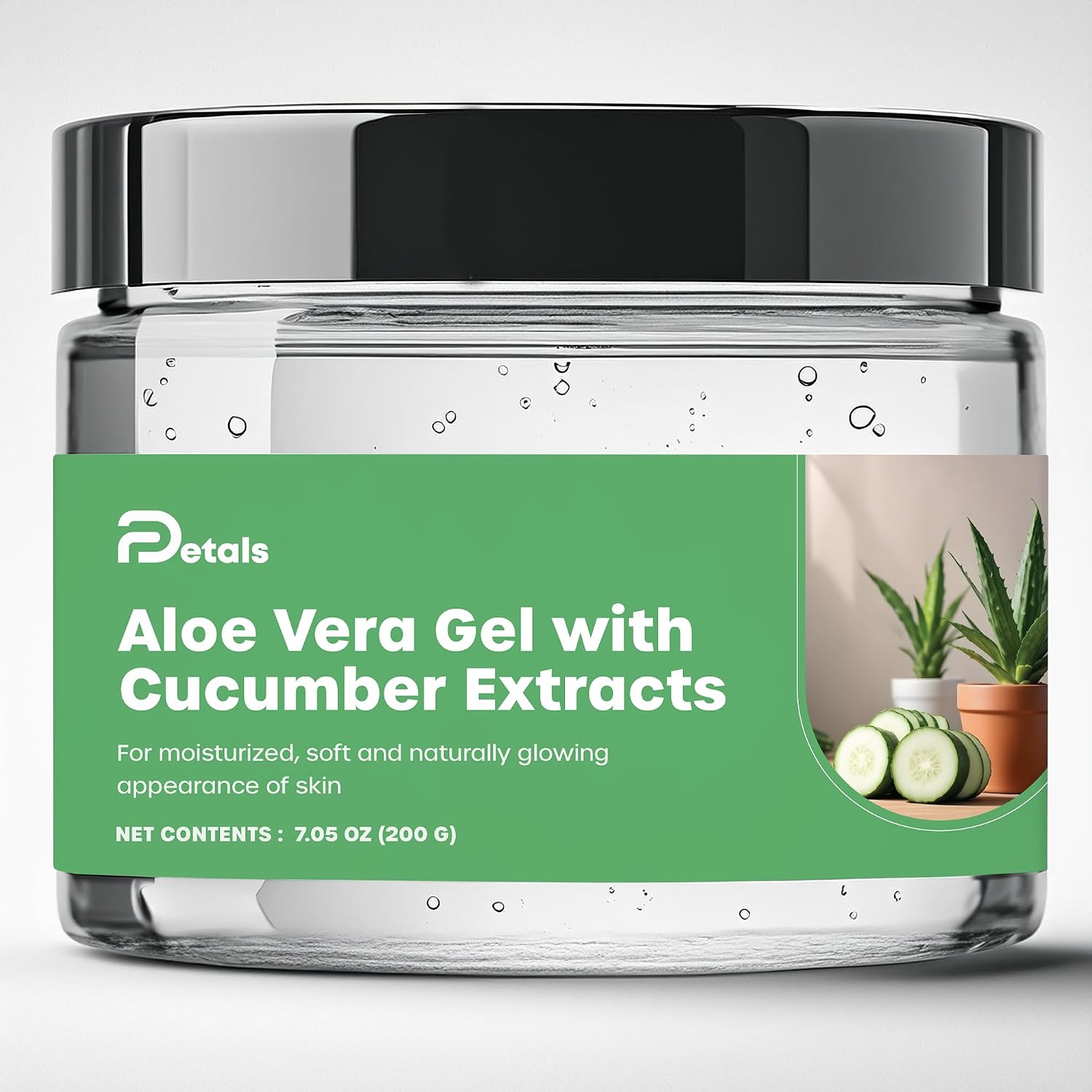 Aloe Vera Cucumber Gel for Deep Hydration and Moisturization For Hair, Face and Body (200gm) Transparent