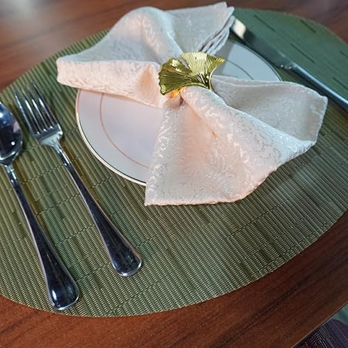 Miniatura 7 de Juego de 6 manteles individuales de vinilo tejido ovalado de bambú de imitación rojo A, resistentes al calor, lavables para mesa de cocina, color