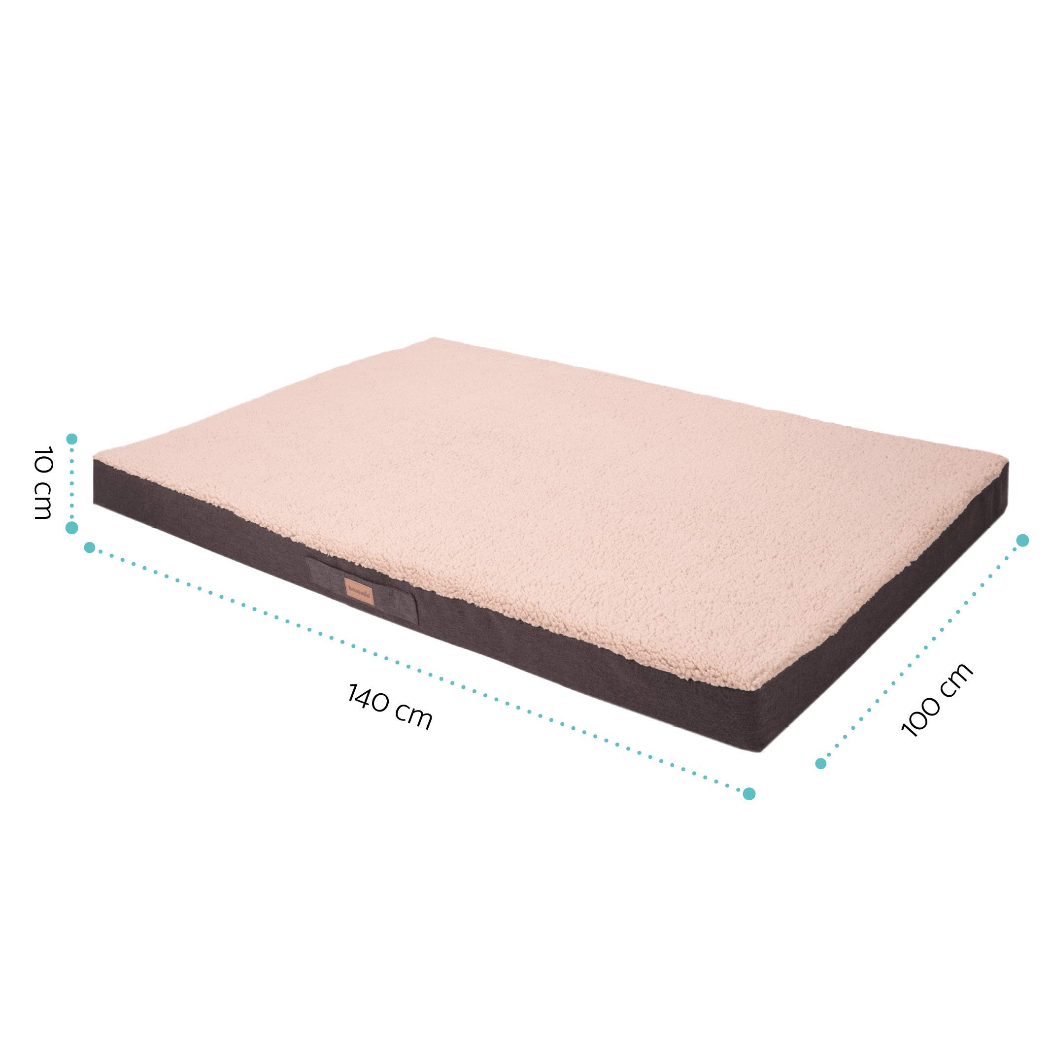 Balu Hundebett in Dunkelbraun, waschbar, orthopädisch und rutschfest, kuscheliges Hundekissen mit atmungsaktivem Memory-Schaum, Größe XXL (120 x 100 x 10 cm) Beige