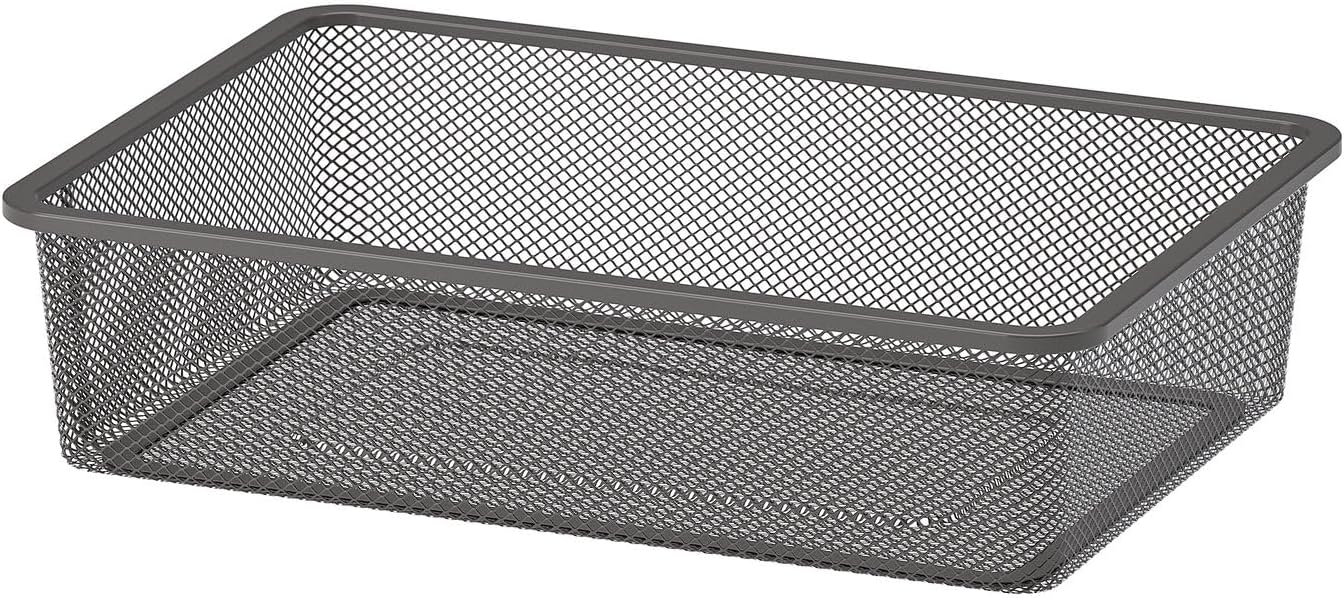 Set of 4 Mesh Storage Boxes, Metal Wire Storage Bins with Open Mesh Design for Toy and Teen Room Organization, Easy Pull-Out and Carry Storage Solution, 16.5 x 11.8 x 3.9 Inches (Dark gray)