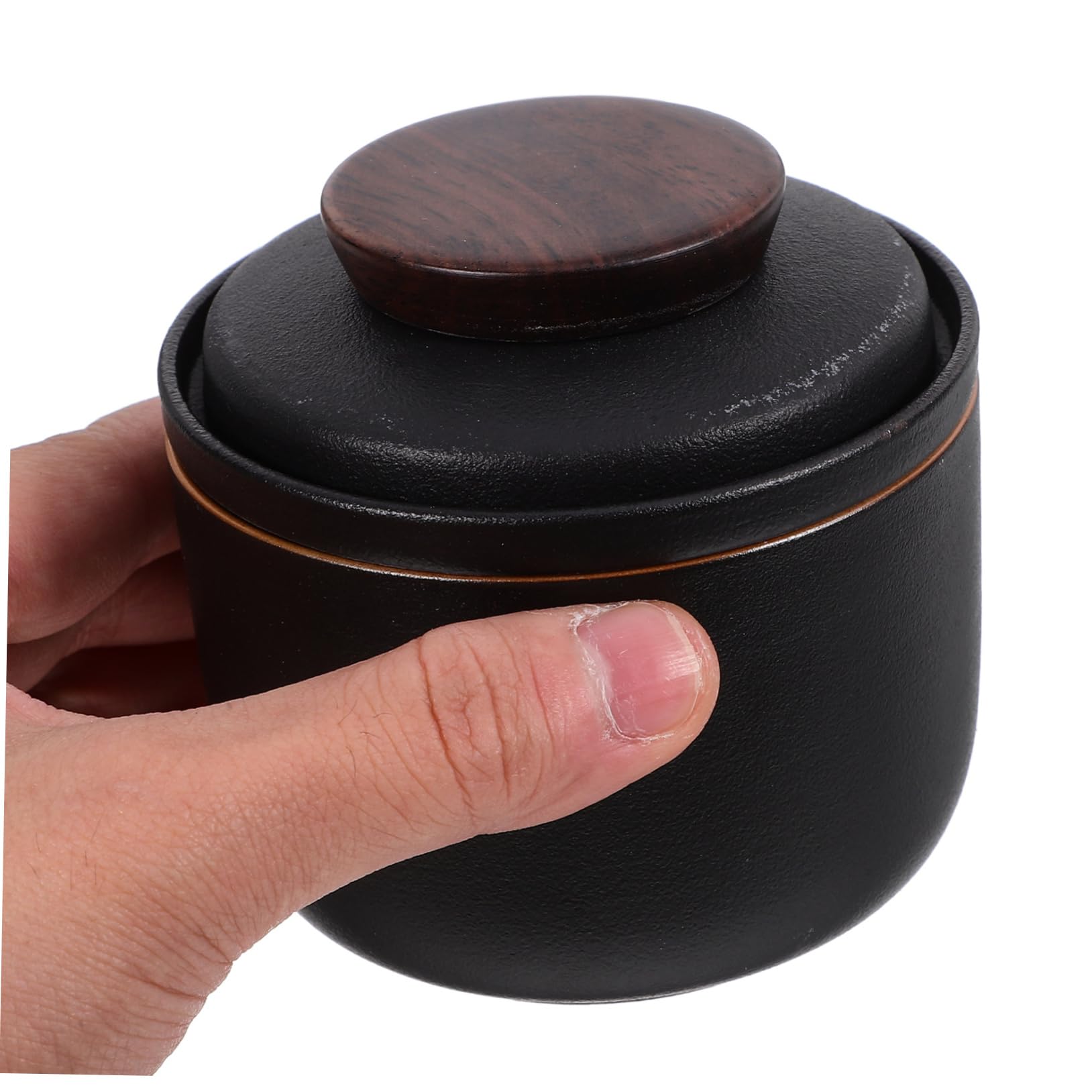 COLLBATH Keramik Reise Teeset 1 Satz in Schwarz für Unterwegs | Kleiner Satz mit Tasse und Teedose, Robust und Formstabil, Rutschfeste Nutzung bei Reisen