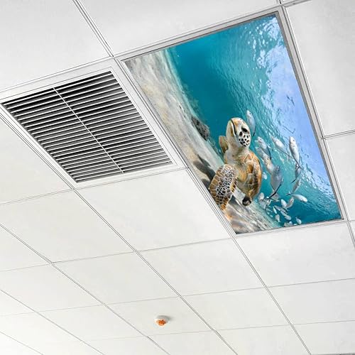 Miniatura 10 de Paquete de 4 cubiertas fluorescentes para luz de techo, filtros de luz submarina Bonaire de arrecife de coral para aula, oficina, hogar, cubierta