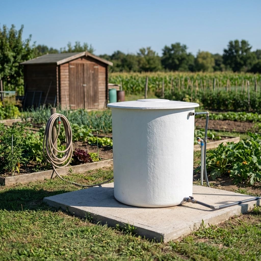 Suinga DEPOSITO DE Agua de Poliester Fibra de Vidrio 500 litros cilíndrico. Incluye tapadera. Diámetro Ø 96 cm Altura 95 cm. Capacidad exacta 530 litros