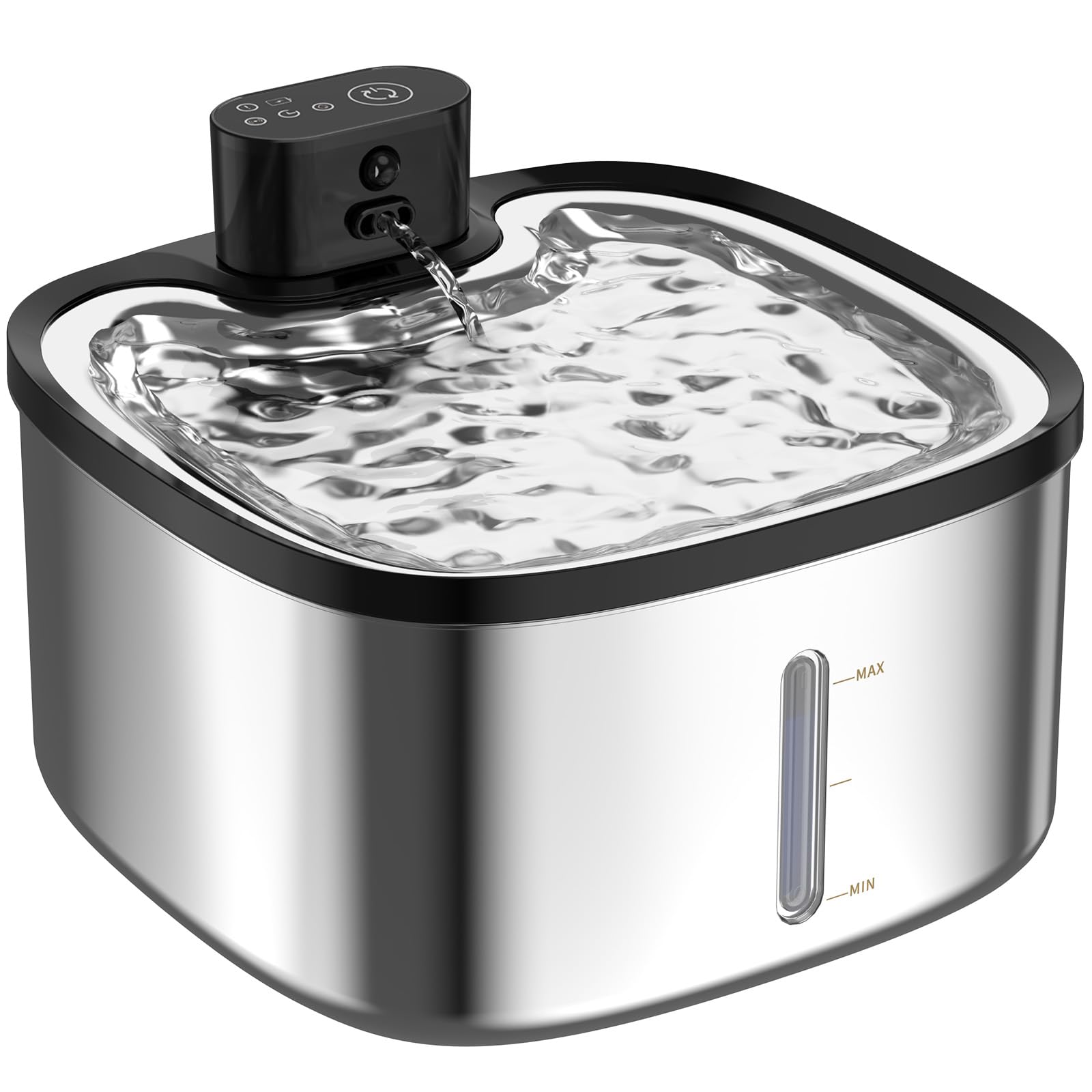 Cat Water Fountain Stainless Steel, 118oz/3.5L Cordless Automatic Pet Water Dispenser for Cats Indoor, with Motion Sensor, Ultra Quiet Pump, Rechargeable & Multi-Filtration (Silver)