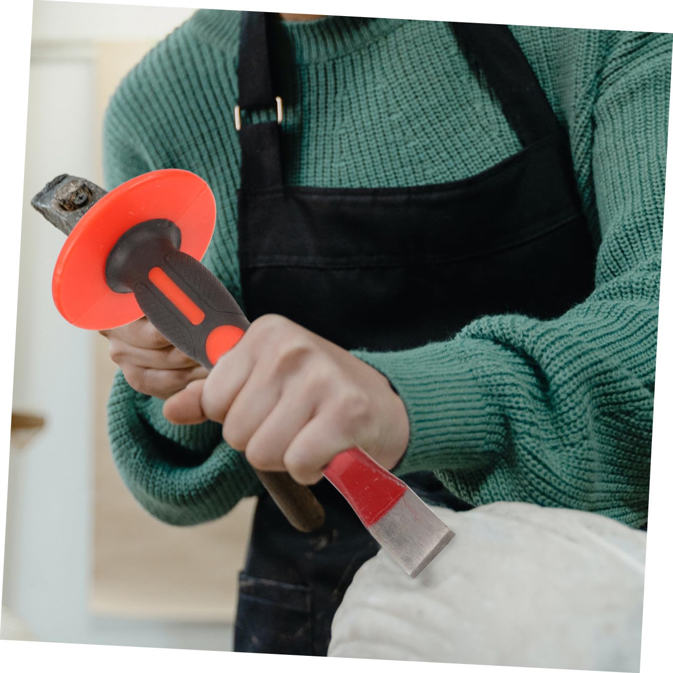 Ipetboom Set Scalpelli da Intaglio a Freddo in Acciaio al Cromo Vanadio 25 Cm Protezione Mano, Scalpelli per Calcestruzzo e Pietra, Utensili Manuali per Muratura e Lavorazioni Edili,