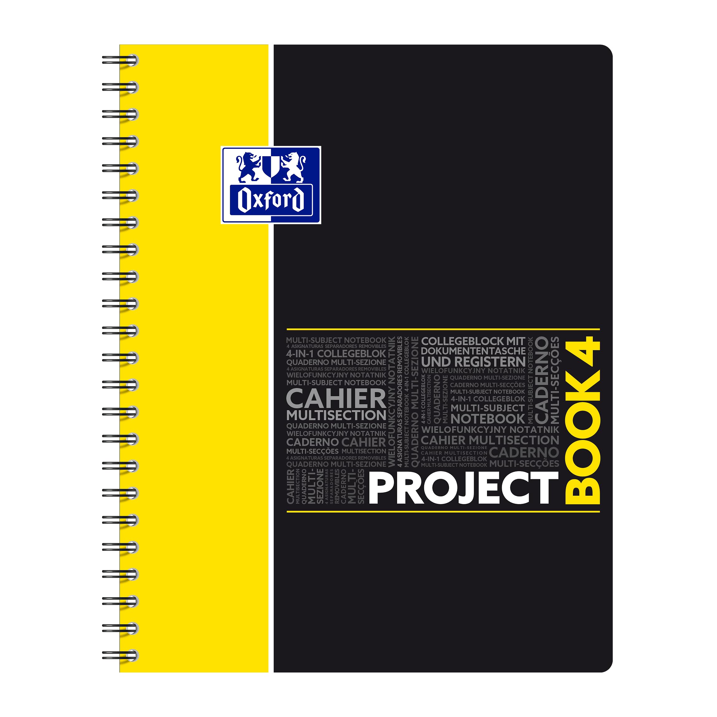 Oxford 400037408 ProjectBook Cahier à Spirales Format A4+ 200 Pages Grands Carreaux Seyès Couverture Polypro Couleur Aléatoire, 235 x 300 (Lot de 2)