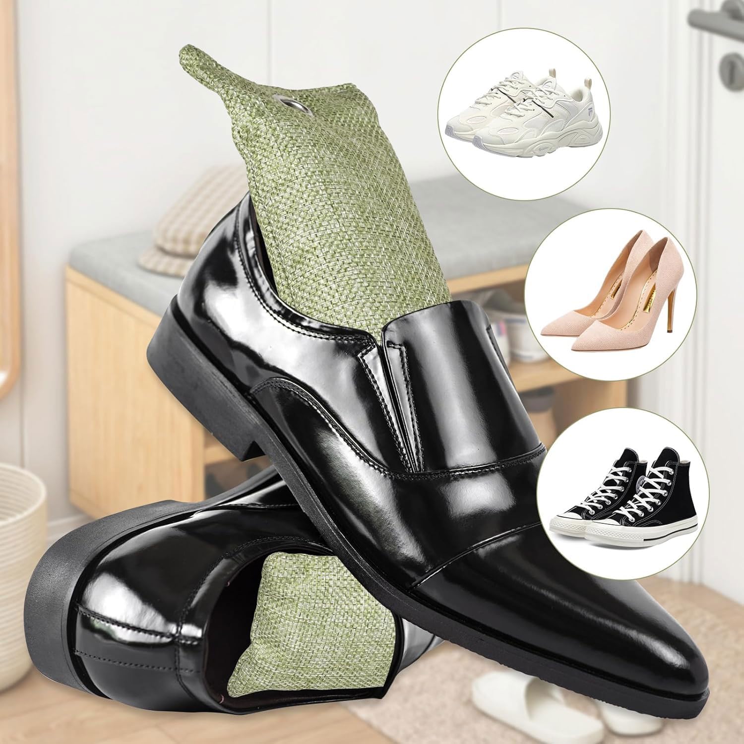 4 Pcs Bolsa de Carbón Activo de Bambú, Neutralizador de Olores para Zapatos, Paquetes de Bolsa Purificadora de Aire de Carbón Activado, Bolsa Desodorante para Armarios, Zapatos, Automóvil