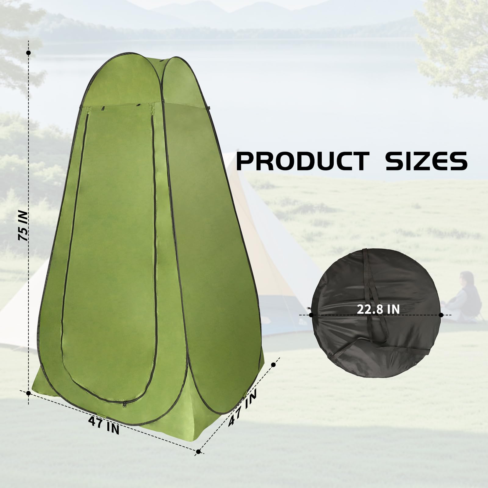 Pop Up Shower Tent Outdoor: Portable Camping Privacy Shower Tent with Carry Bag for Camping Hiking Beach Toilet Shower Bathroom