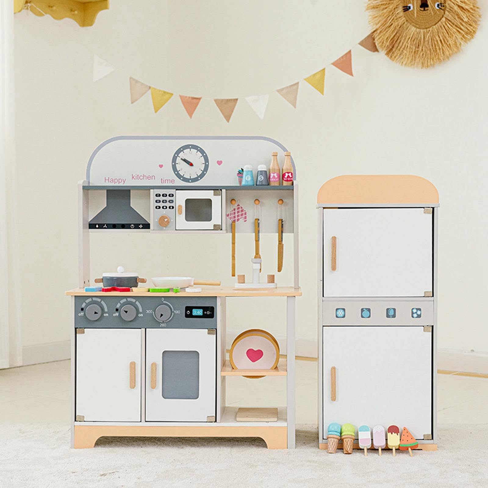 Oshhni Juego de Cocina para niños y niñas, Juego de Juguetes y gabinete,
