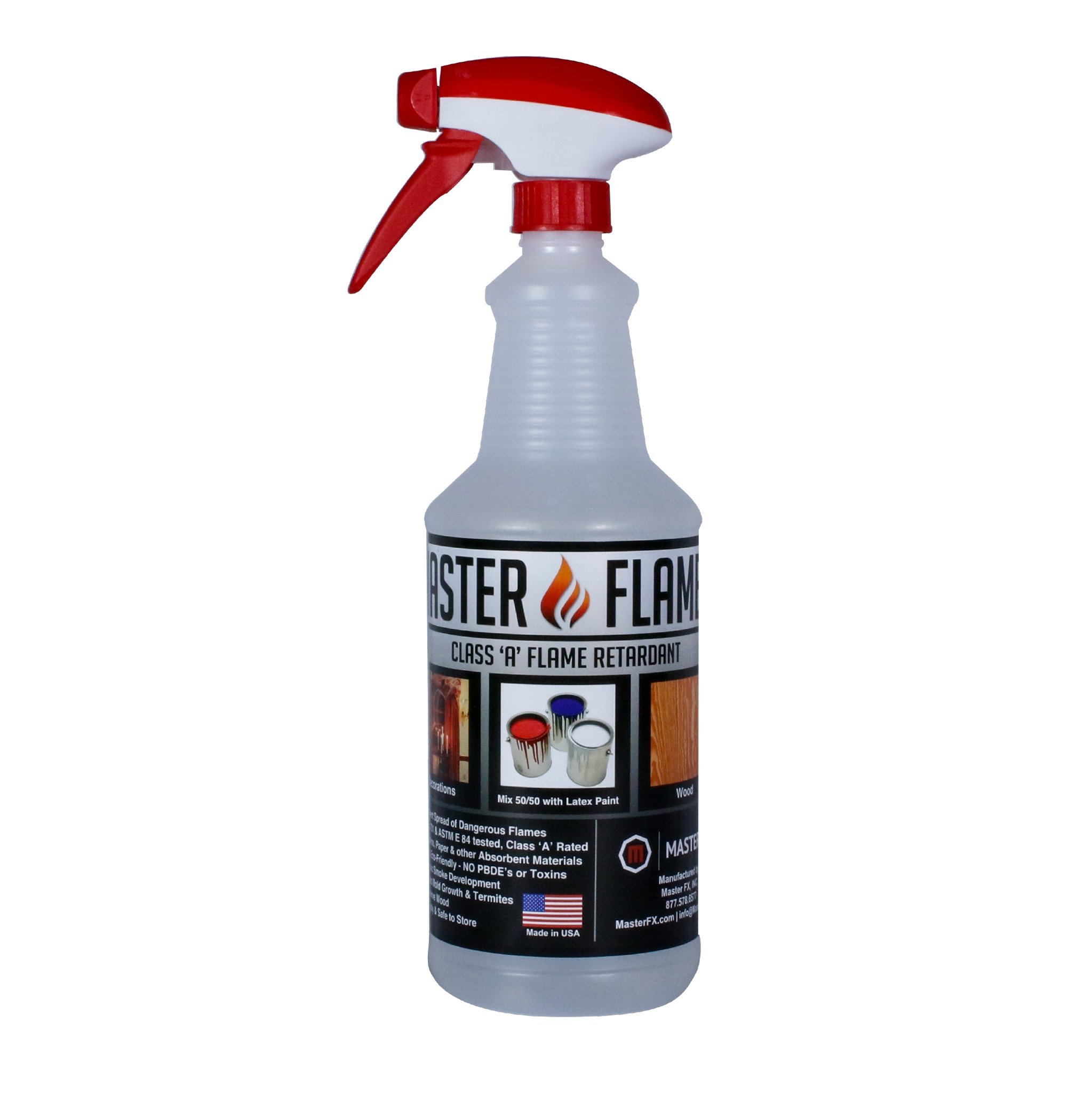 Master Flame Fire Retardant Spray on Application or Mix with Paint 1 Spray Quart 32 Oz