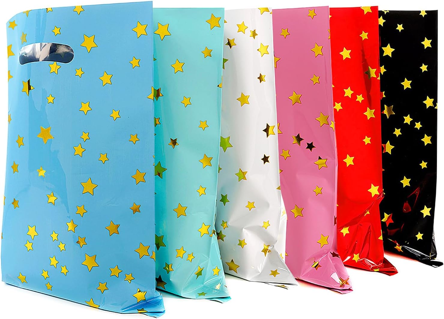 ZGORENDZ 48 Pack Party Favor Bags Cute Star Goodie Bags for Kids Birthday, Plastic Party Gift Bag Bulk for Baby Shower, Wedding, Thanksgiving, Christmas, New Years