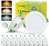 LED Downlights for Ceiling Dimmable, 5W Recessed Ceiling Lights, Warm White 2700K Natural White 4000K Cool White 6000K Adjustable, 68mm Cut Out, IP44 LED Spot Lights for Bathroom, 12 Pack [Energy Class E]