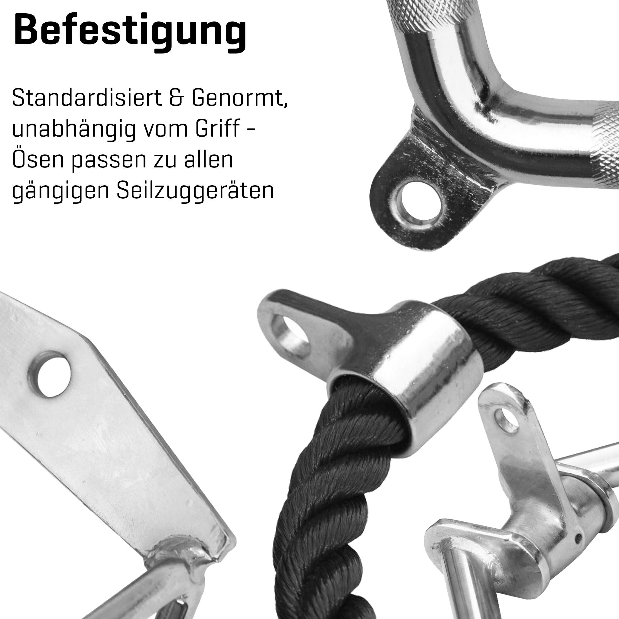 C.P. Sports Pull Rope Handles, Pull Rope, Pull Up Bar, Rowing Handle, Biceps/Triceps Bar, Triceps Rope, SZ Bar, Carabiner, One Hand Handle, Forearm